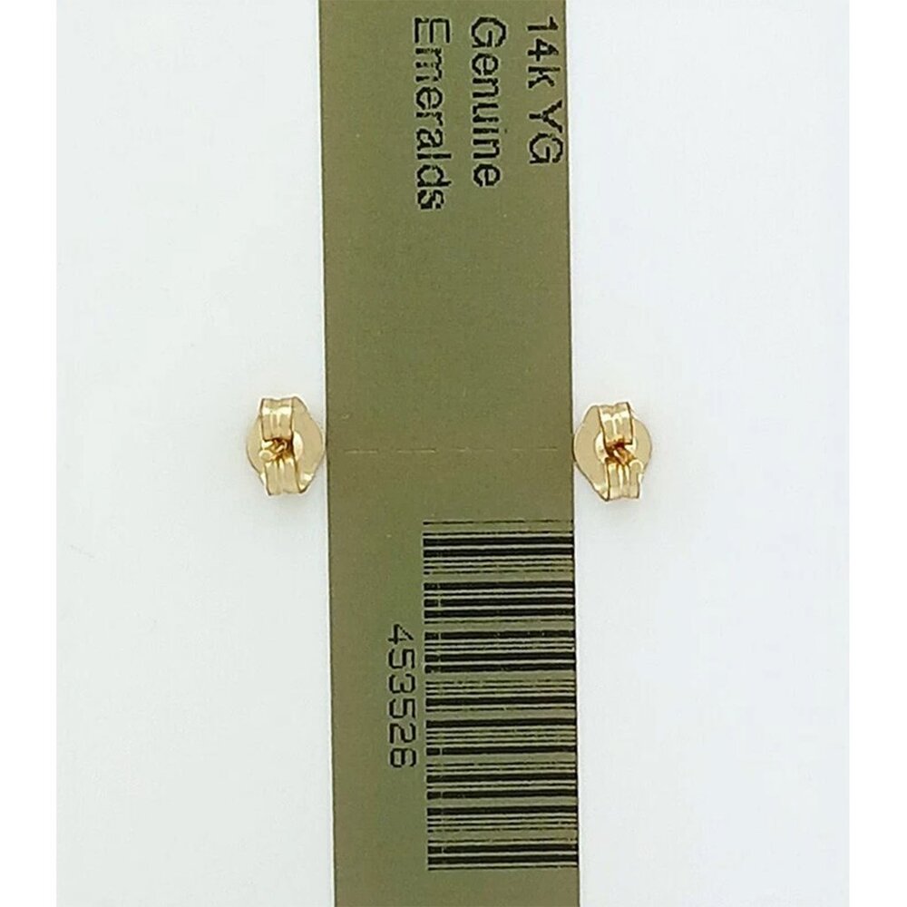 Genuine 1.68 Cts Emerald Stud Earrings 14k Gold - Picture 2 of 5